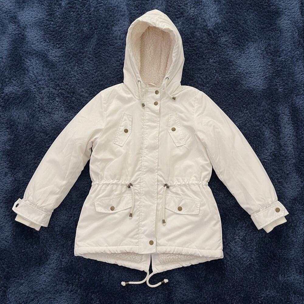 Copper Key Girls' White Hooded Parka Jacket - Size L
 b13